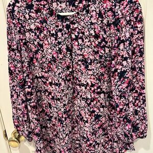 NYDJ Pink and Black Floral Blouse